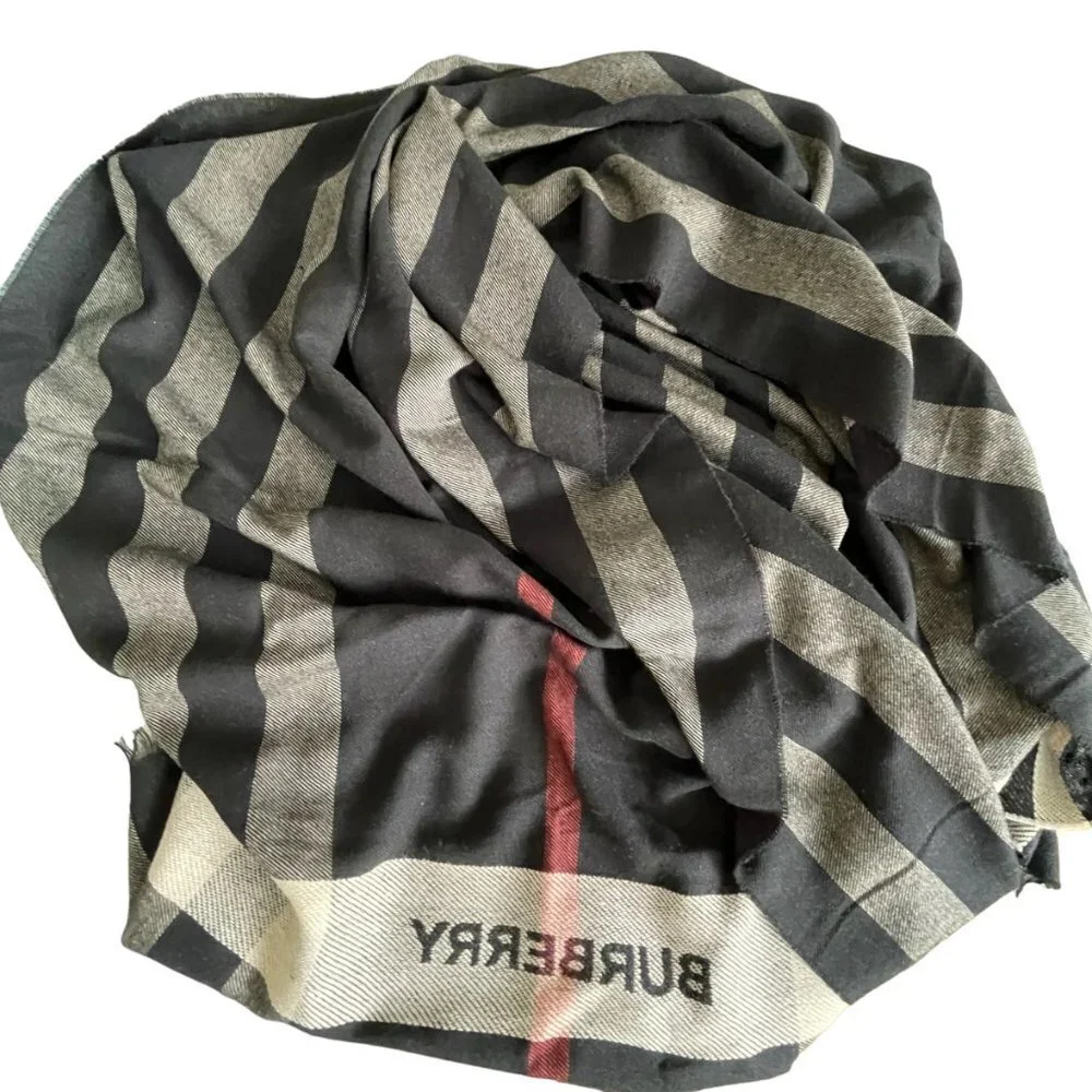Burberry Striped Scarf, 180cm‎ X 70cm, Wool Silk